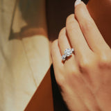 Lab Grown Plume Diamond Ring on Woman's Hand