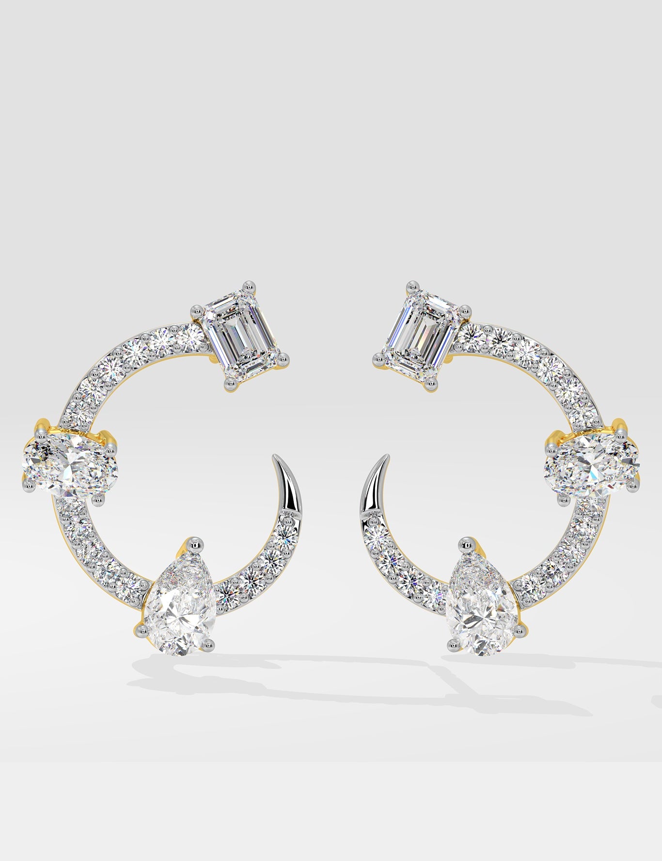 Askew 3 Stone C Hoops - House Of Quadri