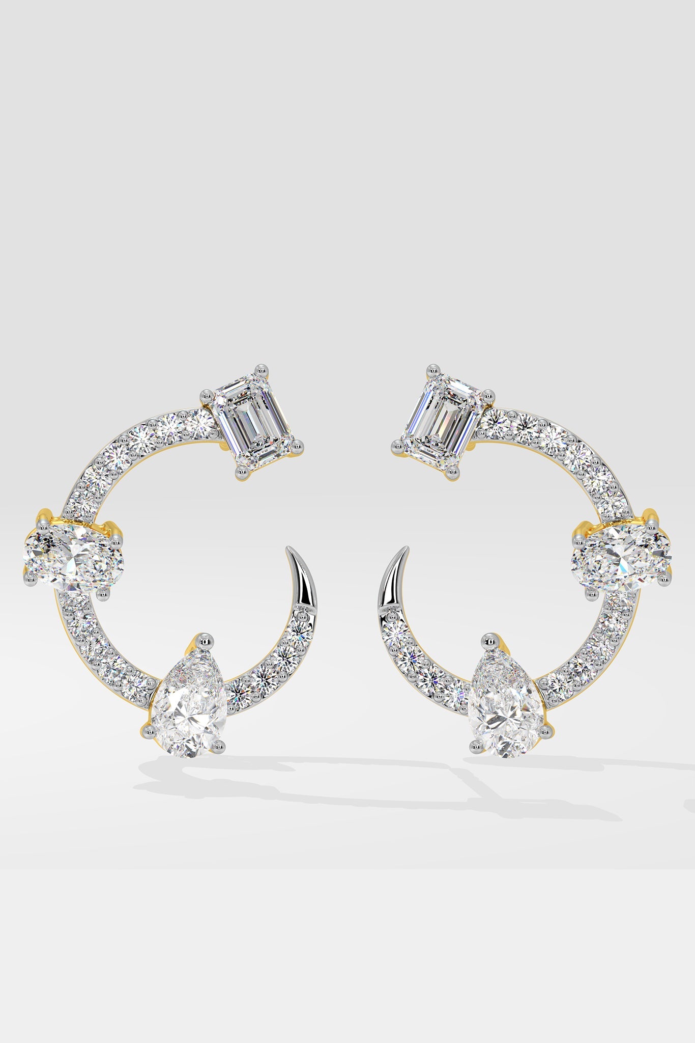 Askew 3 Stone C Hoops - House Of Quadri