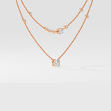 Two Layered Arrayed Solitaire Necklace