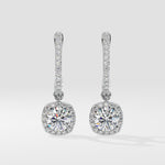 T-Shirt Cushion Halo Solitaire Drop Danglers - House Of Quadri