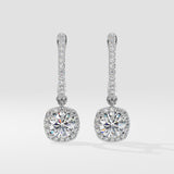 T-Shirt Cushion Halo Solitaire Drop Danglers - House Of Quadri