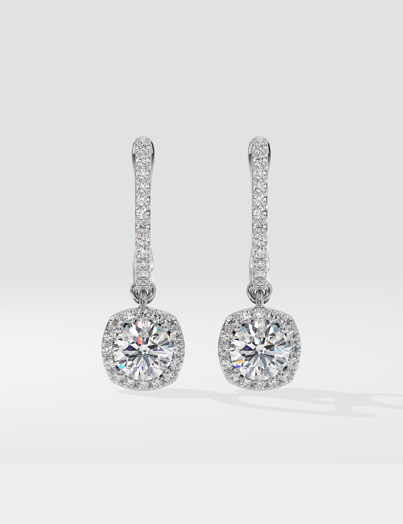 T-Shirt Cushion Halo Solitaire Drop Danglers - House Of Quadri