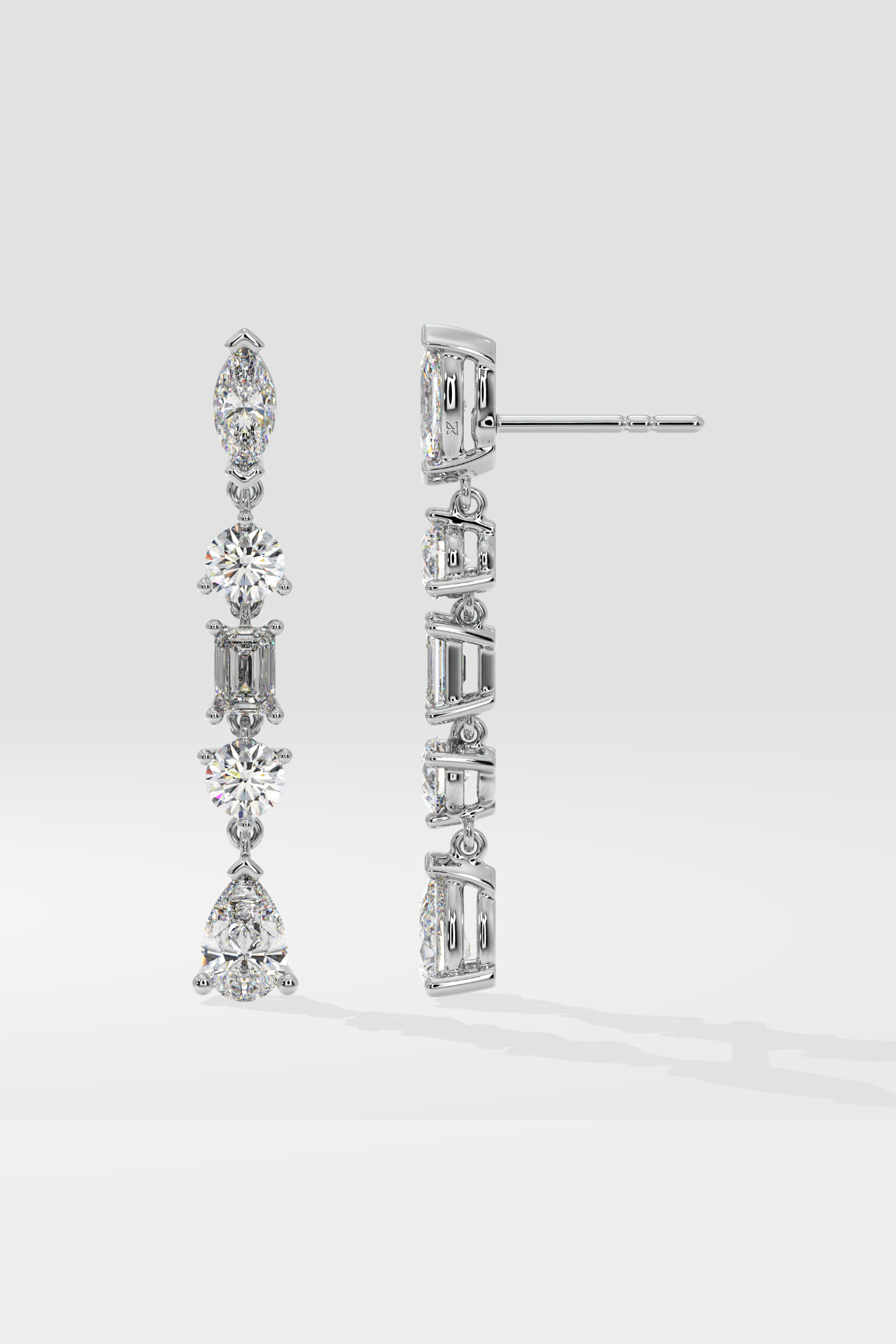 Genuine Diamond Dangle Earrings - Dainty Flower Cluster Drops - Rose Gold  Fine Jewelry Gift for Her