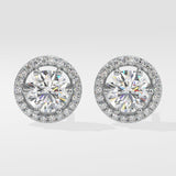Stellar Eternal Solitaire Halo Earrings - House Of Quadri
