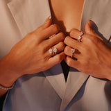 Two Stone Halo Solitaire Ring