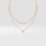 Two Layered Arrayed Solitaire Necklace