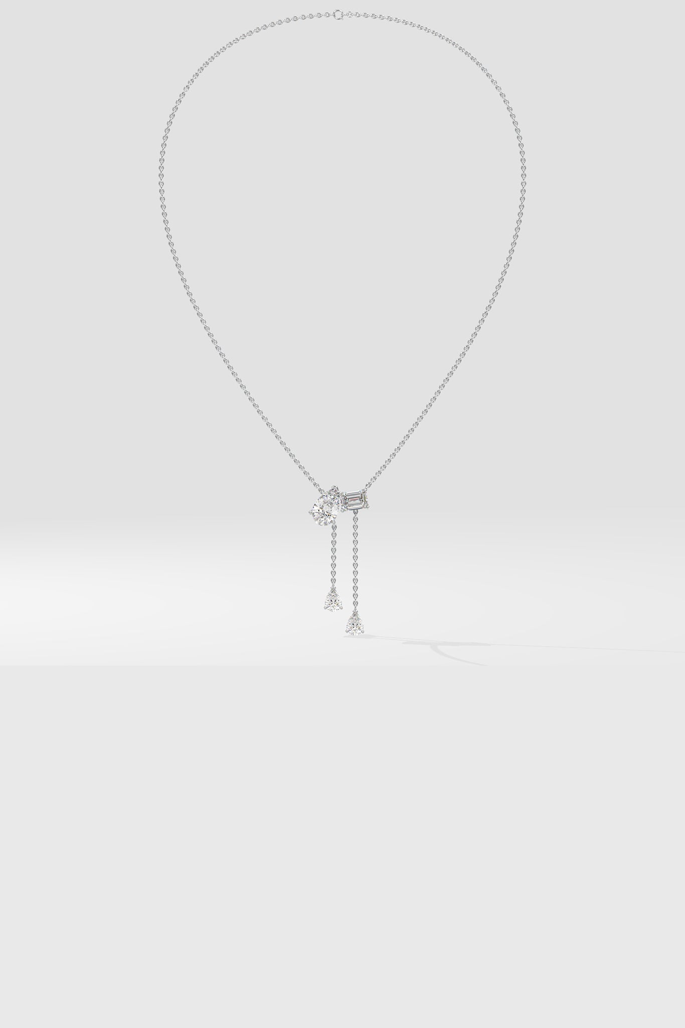 Askew 2 Stone Solitaire Necklace With Drops Full View House of Quadri
