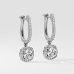 T-Shirt Cushion Halo Solitaire Drop Danglers - House Of Quadri