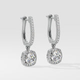 T-Shirt Cushion Halo Solitaire Drop Danglers - House Of Quadri