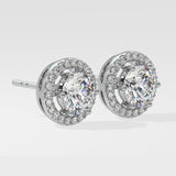 Stellar Eternal Solitaire Halo Earrings - House Of Quadri