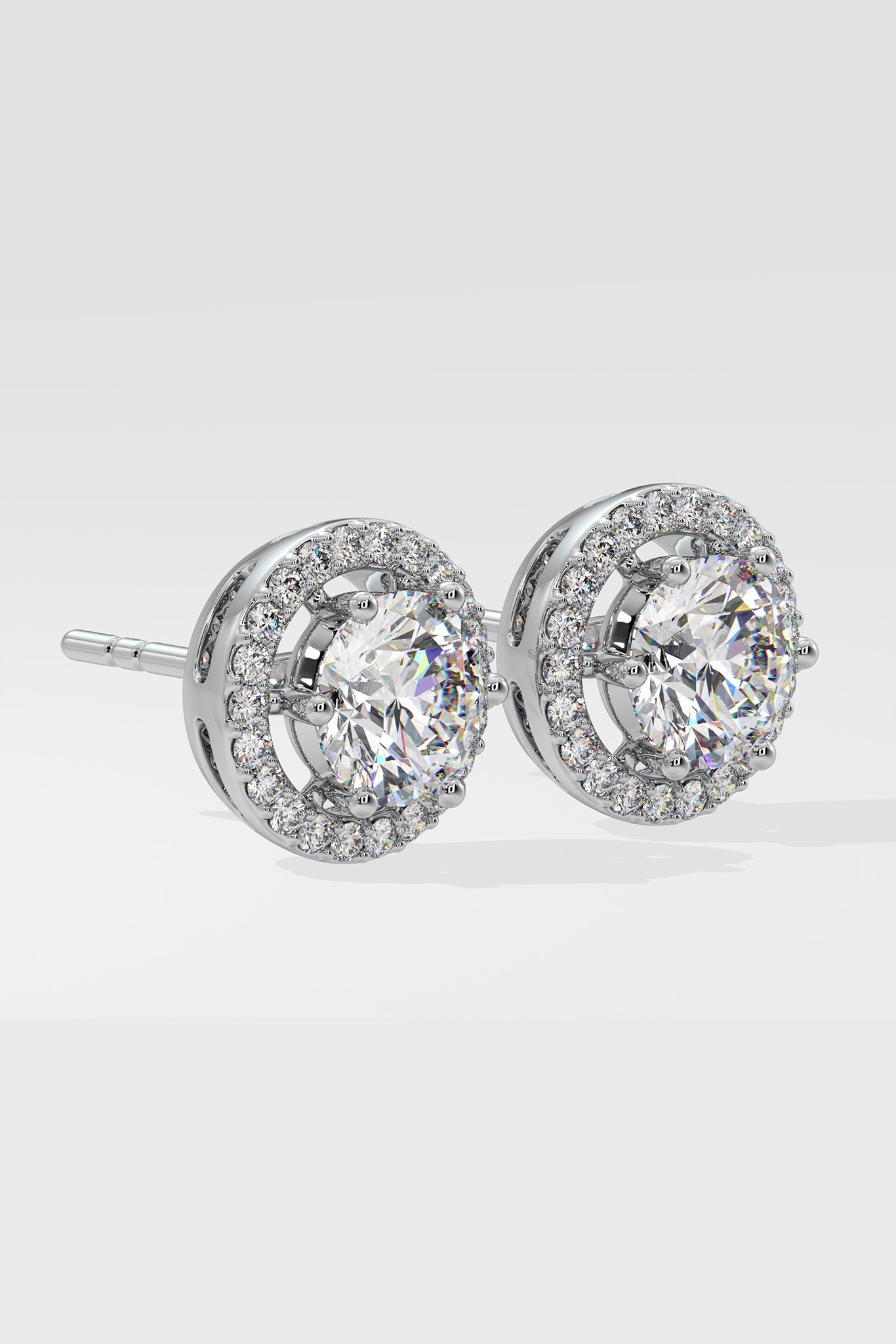 Stellar Eternal Solitaire Halo Earrings - House Of Quadri