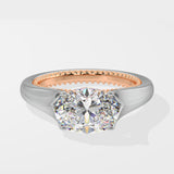 Askew Two- Tone Oval Solitaire Ring - House Of Quadri