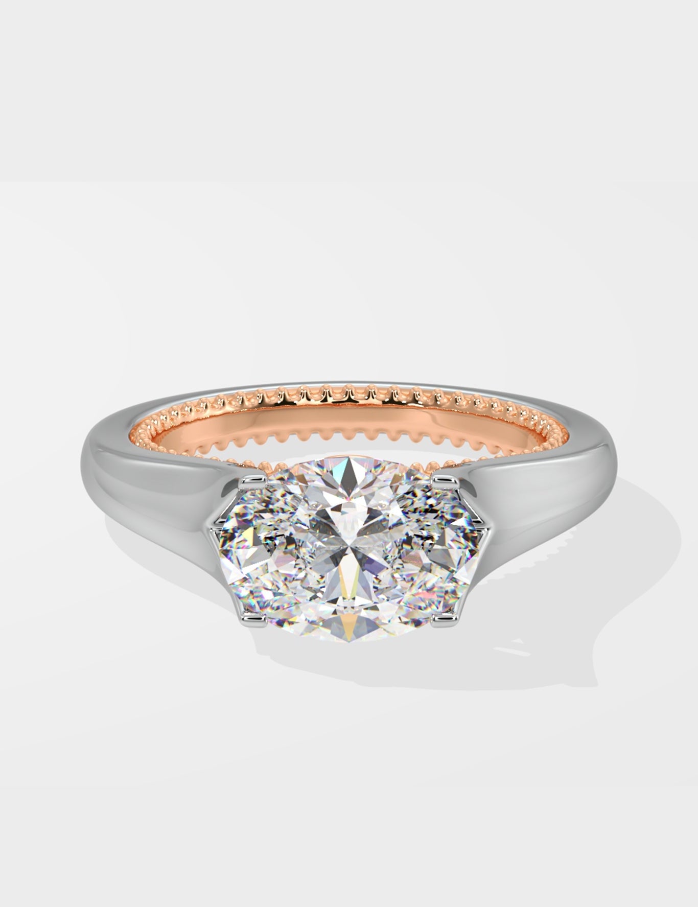 Askew Two- Tone Oval Solitaire Ring - House Of Quadri