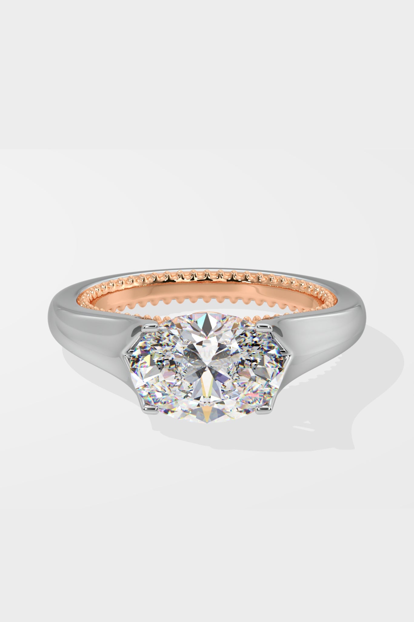 Askew Two- Tone Oval Solitaire Ring - House Of Quadri