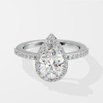 Askew Pear Solitaire Halo Ring - House Of Quadri