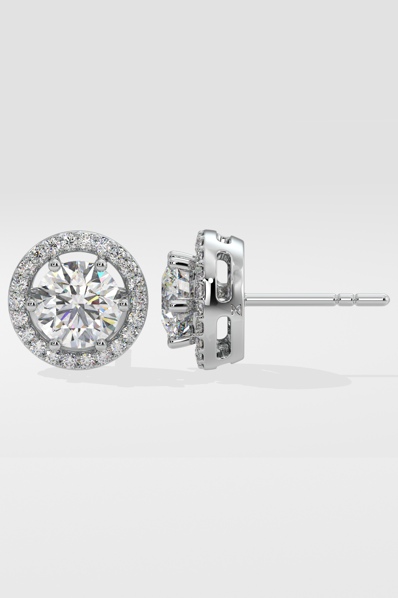 Stellar Eternal Solitaire Halo Earrings - House Of Quadri