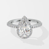 1.5 ct Pear Solitaire Halo Diamond Ring