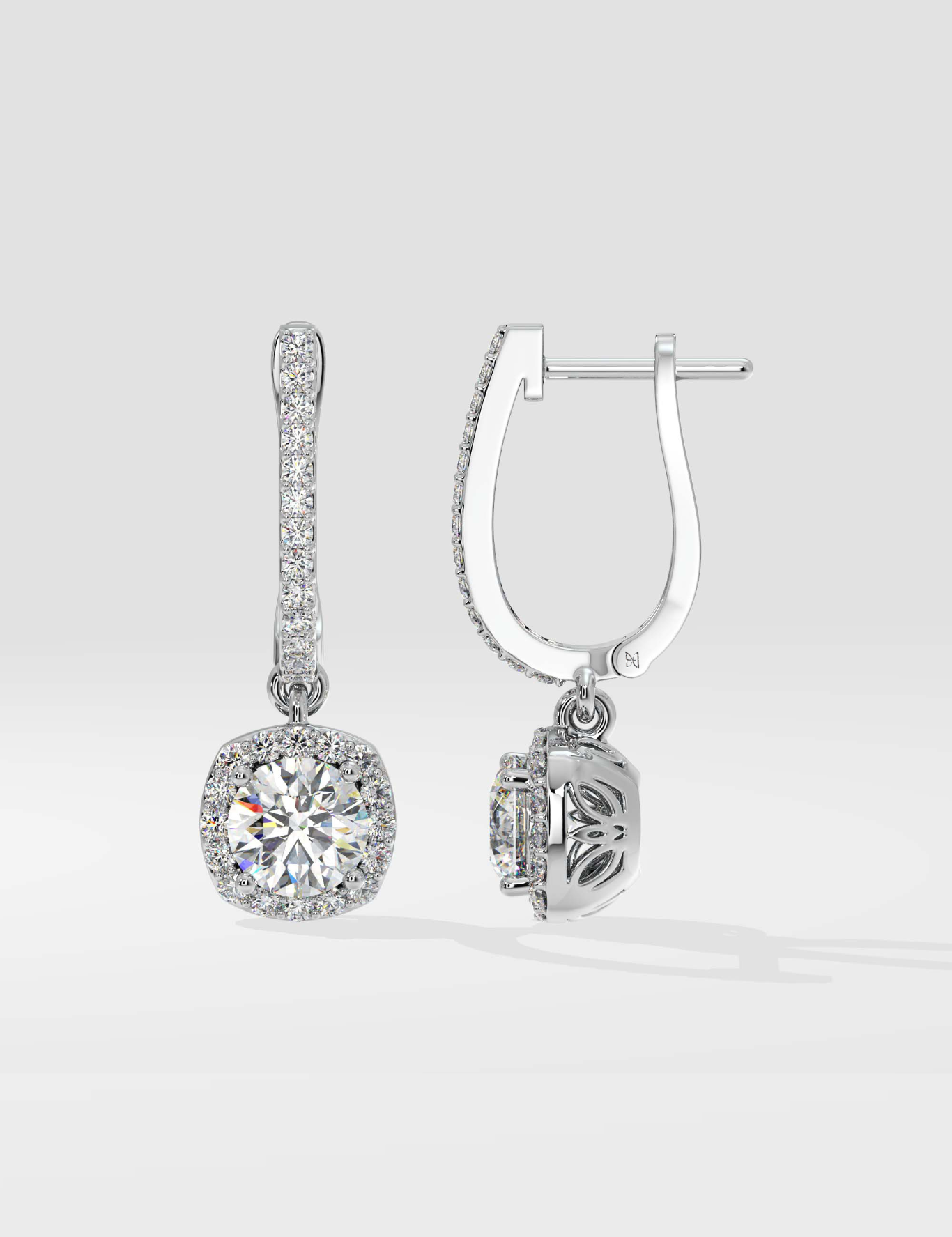 T-shirt Cushion Halo Solitaire Drop Danglers - House Of Quadri