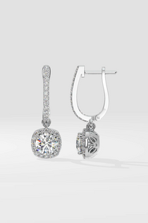 T-shirt Cushion Halo Solitaire Drop Danglers - House Of Quadri