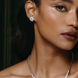 4 Ct Asscher Halo Studs