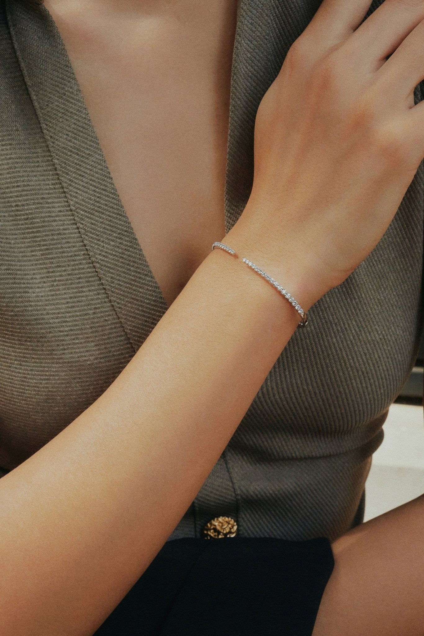 Lab Grown Diamond Bangle on Woman’s Wrist
