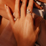 Two Stone Pear & Round Diamond Ring
