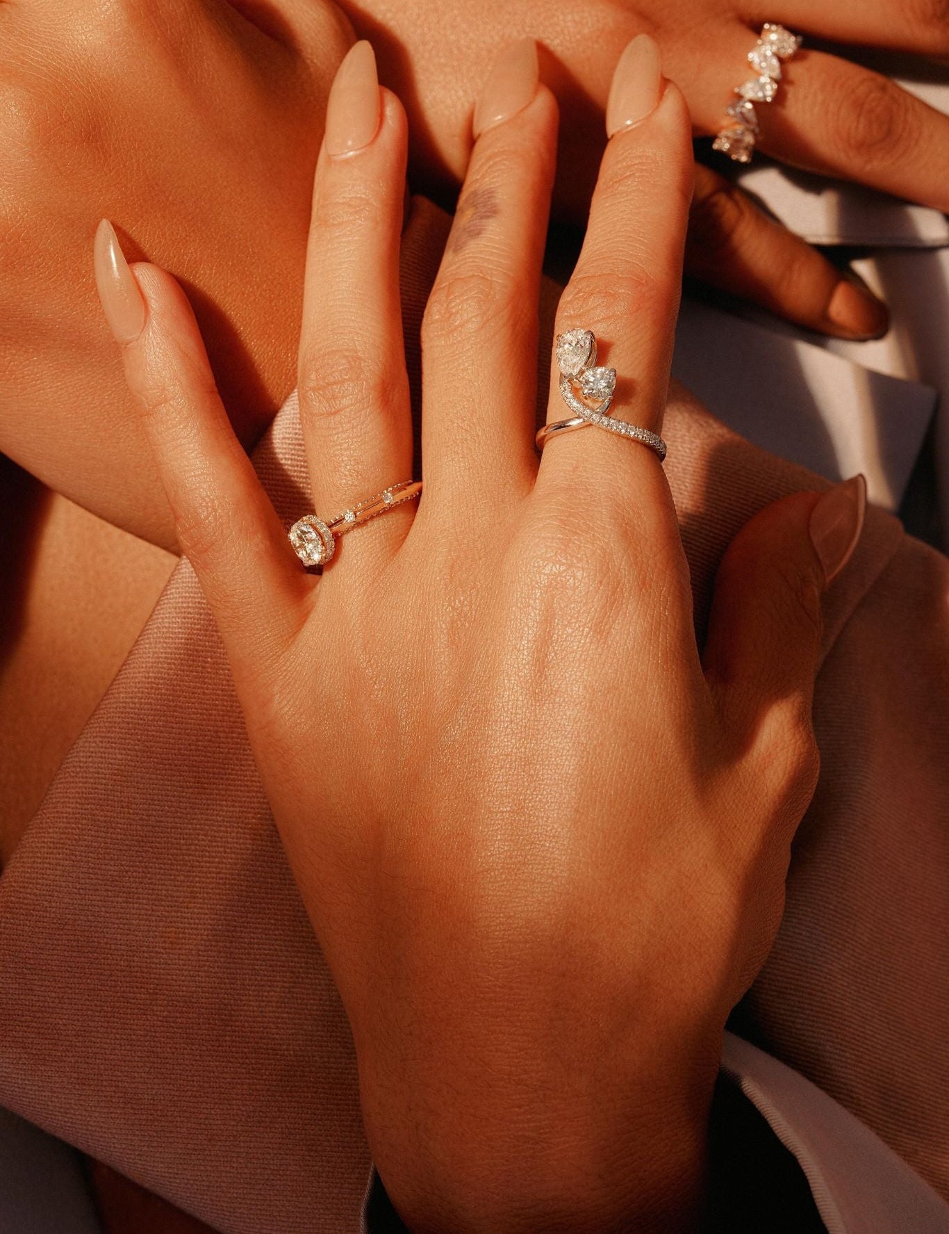 Empowered Two Stone Pear & Round Ring - House Of Quadri