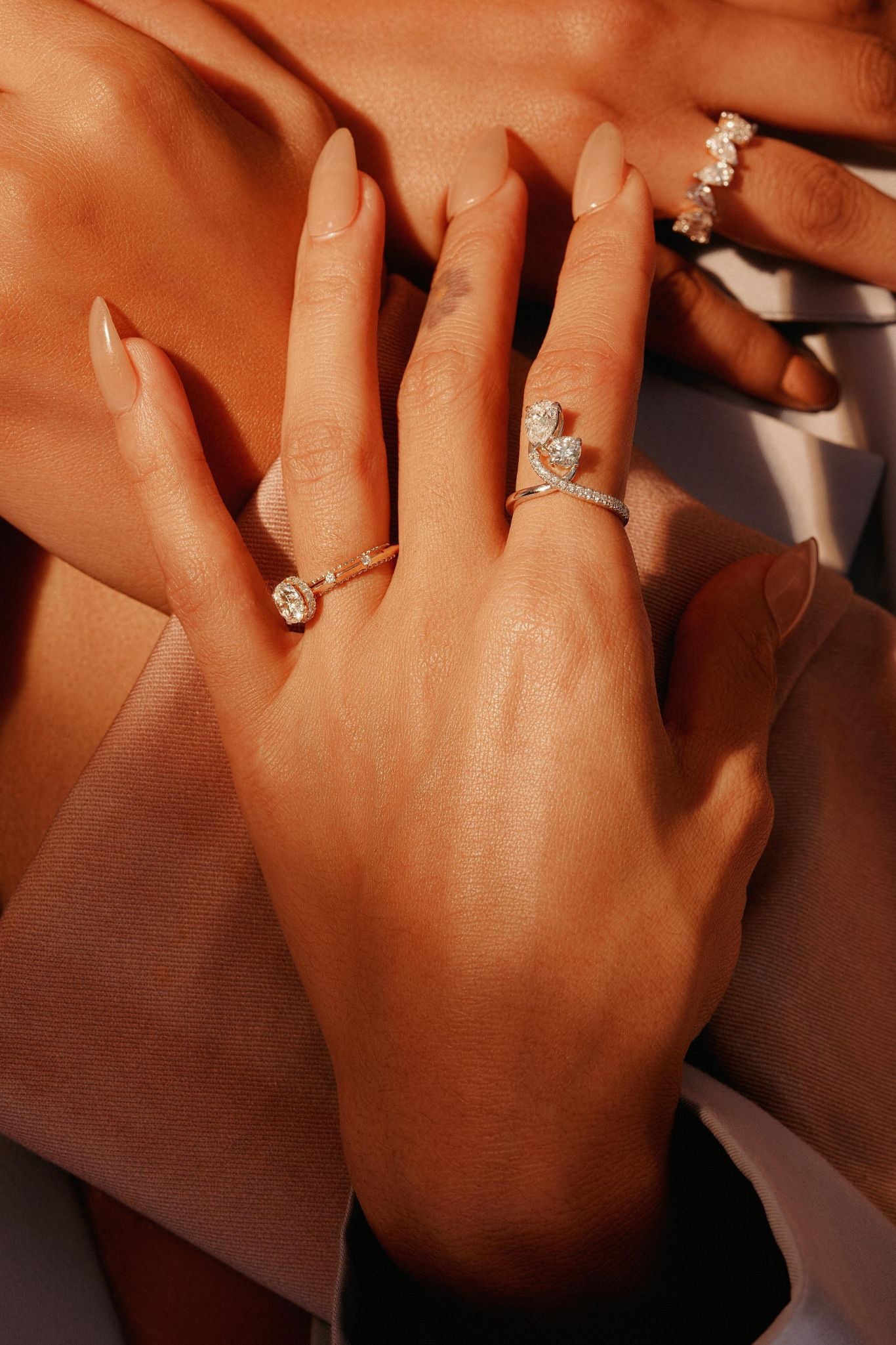 Empowered Two Stone Pear & Round Ring - House Of Quadri