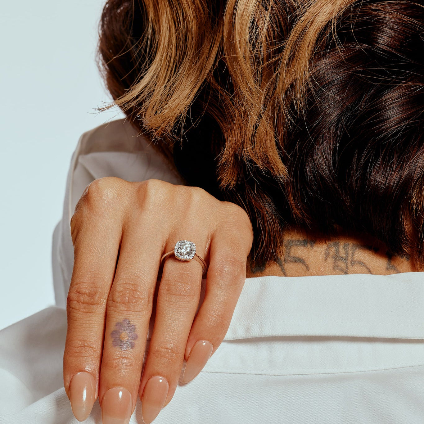 T-Shirt Cushion Halo Solitaire Ring - House Of Quadri