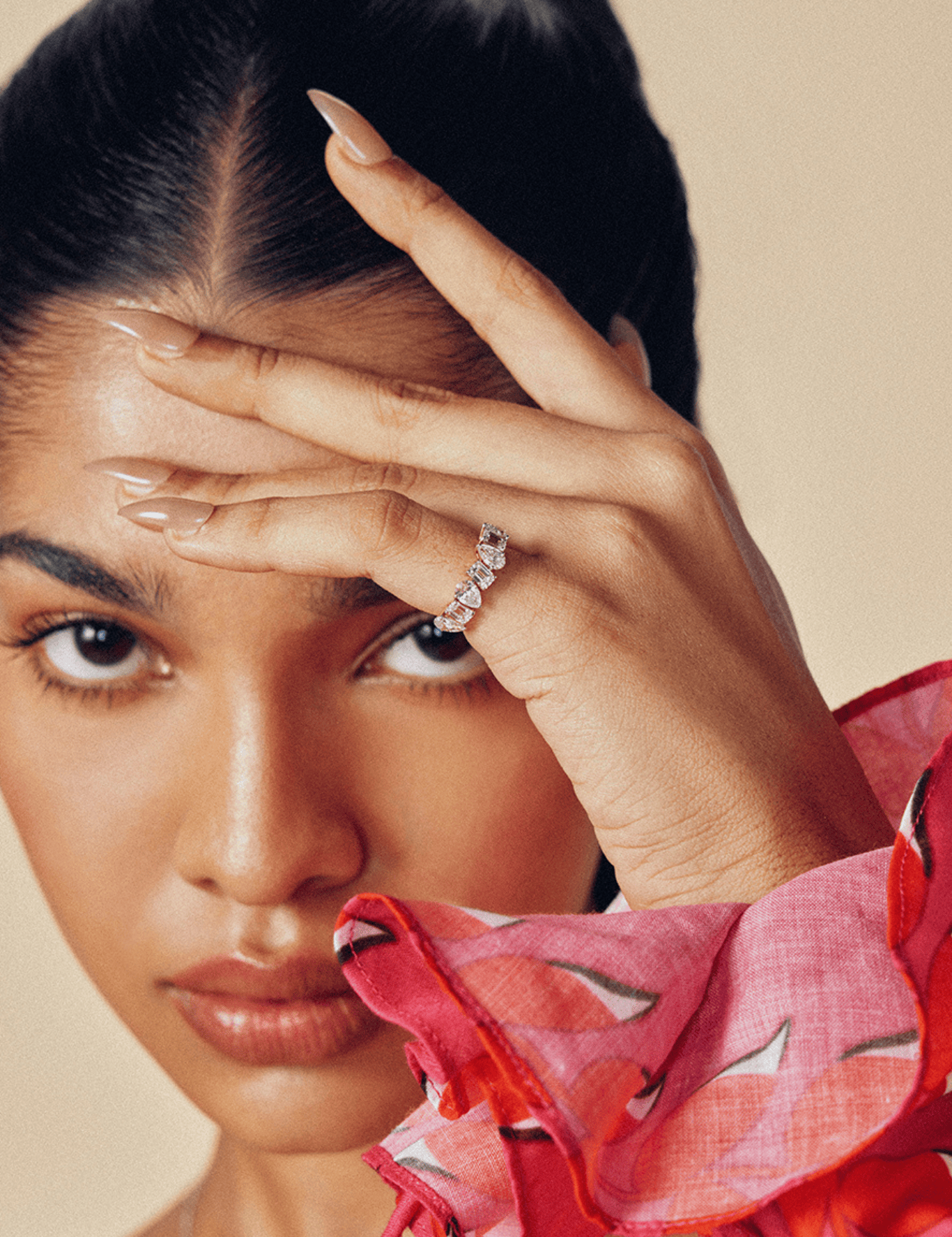 Pear & Emra Half Eternity Diamond Band - House of Quadri