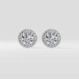 1 Ct Solitaire Halo Studs
