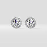 1 Ct Solitaire Halo Studs