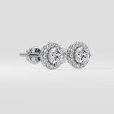 1 Ct Solitaire Halo Studs