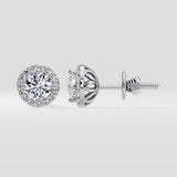 1 Ct Solitaire Halo Studs
