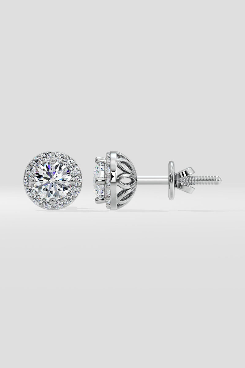 1 Ct Solitaire Halo Studs