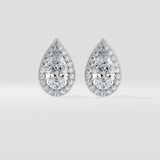 2 Ct Pear Solitaire Halo Earrings