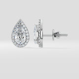 2 Ct Pear Solitaire Halo Earrings