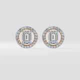 1.5 Ct Solitaire Wave Halo Earrings