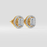 1.5 Ct Solitaire Wave Halo Earrings