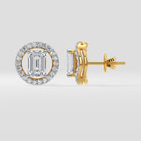 1.5 Ct Solitaire Wave Halo Earrings