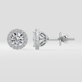 1 ct Scalloped Halo Earrings