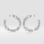 Illuminate Oval Emerald Diamond Front Hoops - House Of Quadri