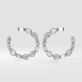 Illuminate Oval Emerald Diamond Front Hoops - House Of Quadri
