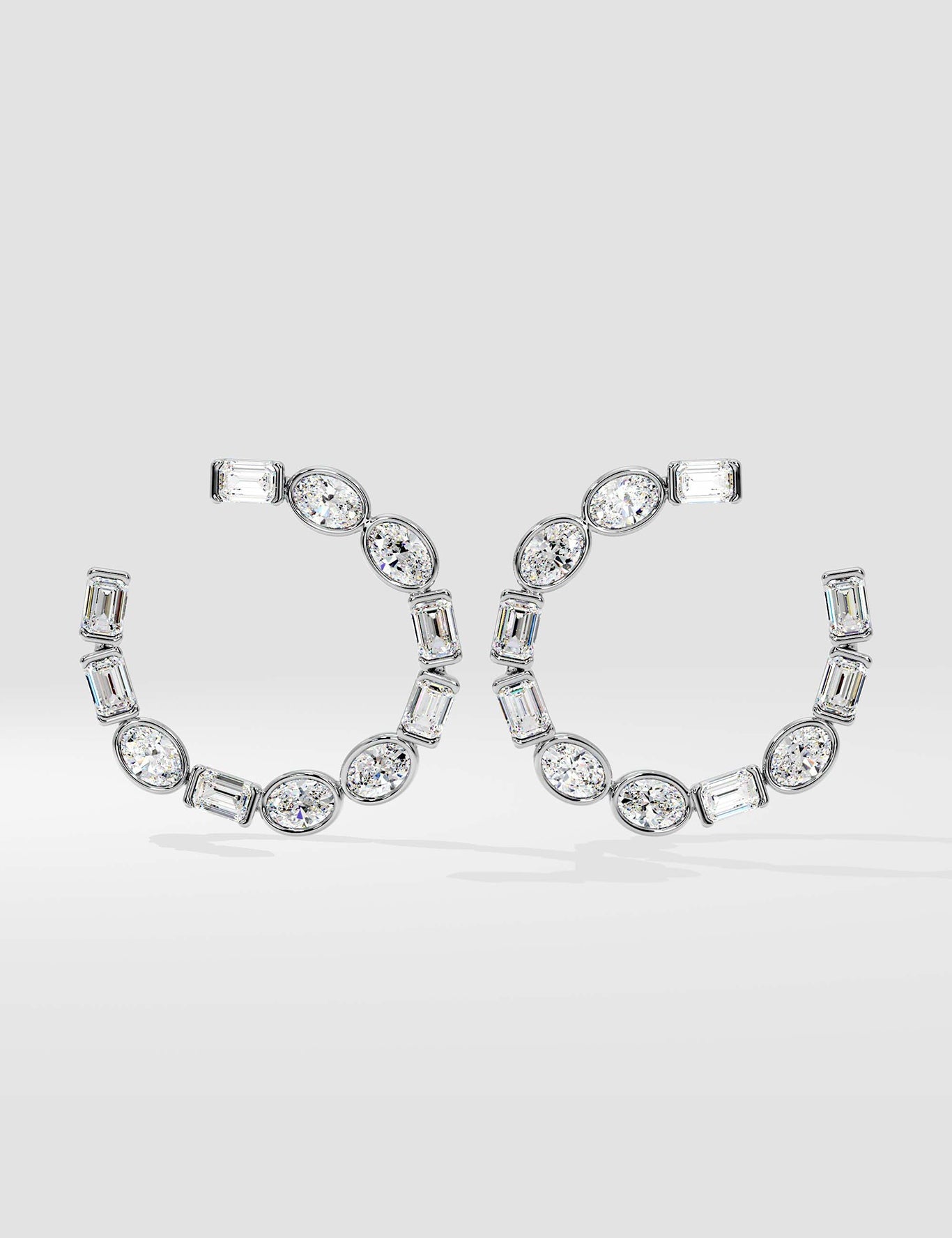 Illuminate Oval Emerald Diamond Front Hoops - House Of Quadri