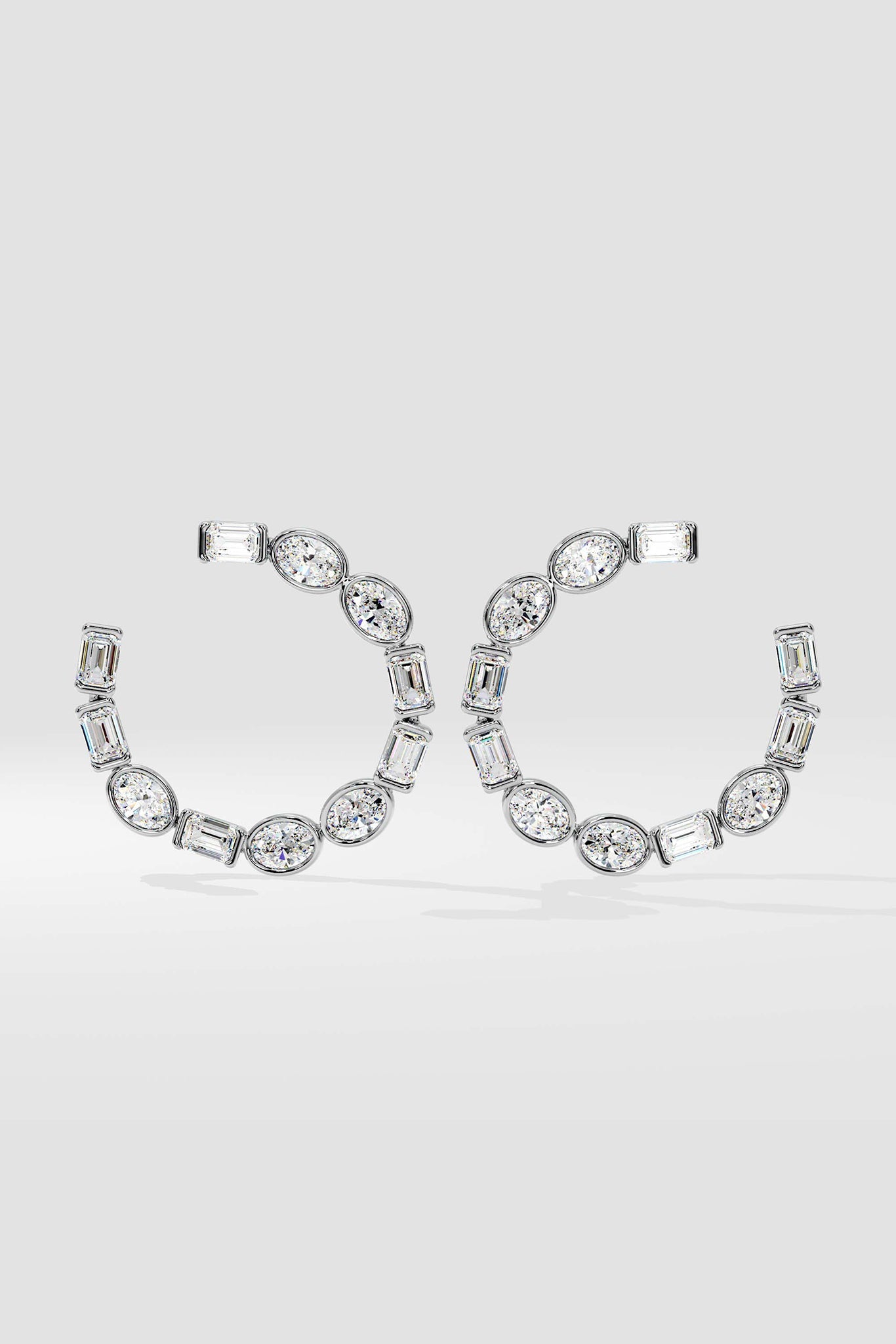 Illuminate Oval Emerald Diamond Front Hoops - House Of Quadri