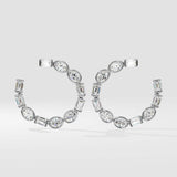 Oval Emerald Diamond Front Hoops