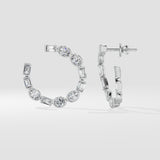 Oval Emerald Diamond Front Hoops