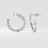 Oval Emerald Diamond Front Hoops