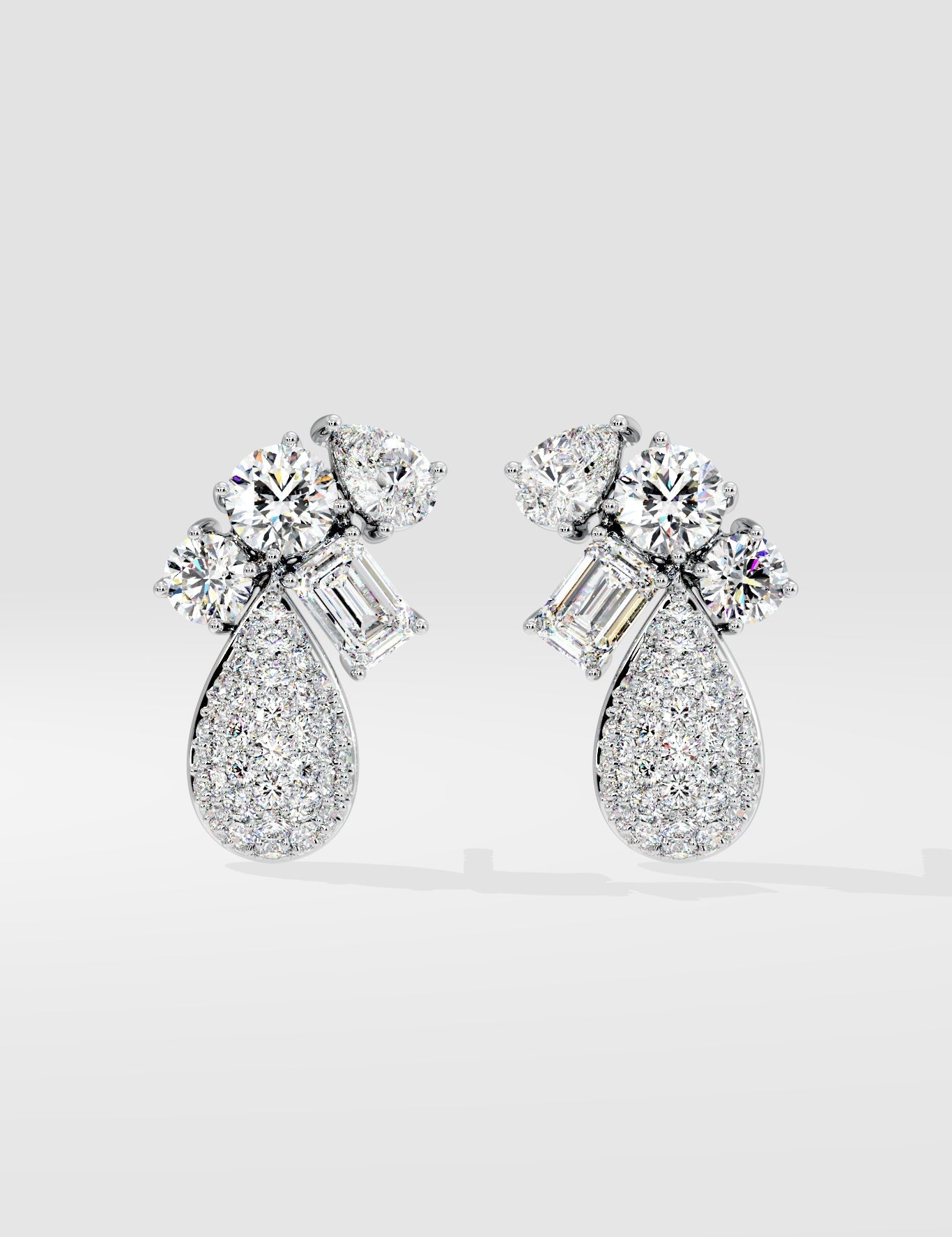 Empowered Cluster Diamond Drop Earrings - House Of Quadri